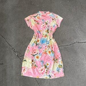 Floral Pink Cheongsam Dress